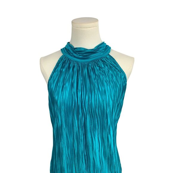 Heart Soul Womens Turquoise Sleeveless Halter Neck Top L Polyester - Picture 2 of 6